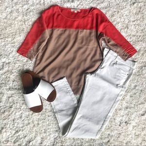 Ann Taylor LOFT Blouse. Tan Blouse. Work Blouse.